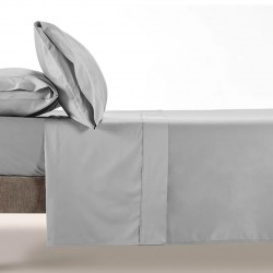 JUEGO SABANAS ALGODON SATEN 400 HILOS GRIS CLARO