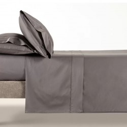 JUEGO SABANAS ALGODON SATEN 400 HILOS GRIS OSCURO